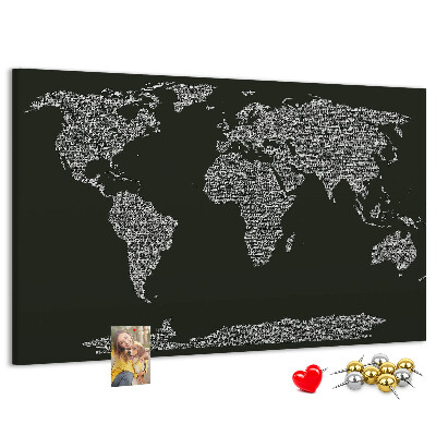 Cork display board Continent names