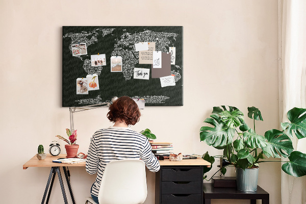 Cork display board Continent names