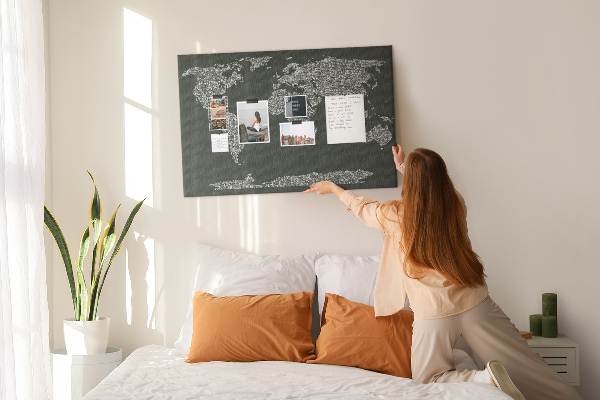 Cork display board Continent names
