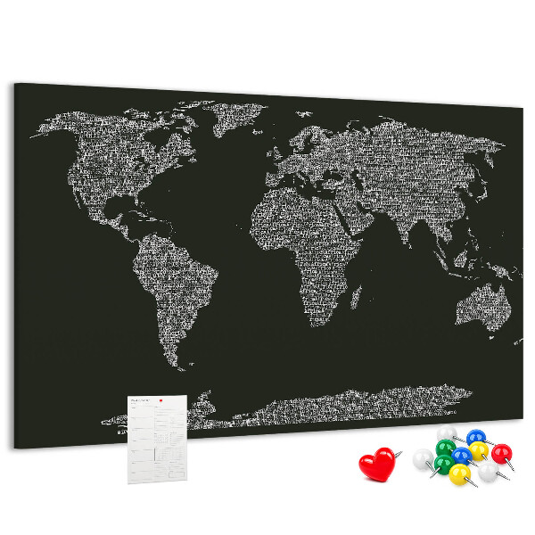 Cork display board Continent names