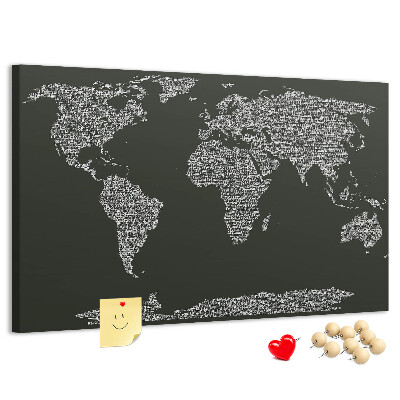 Cork display board Continent names