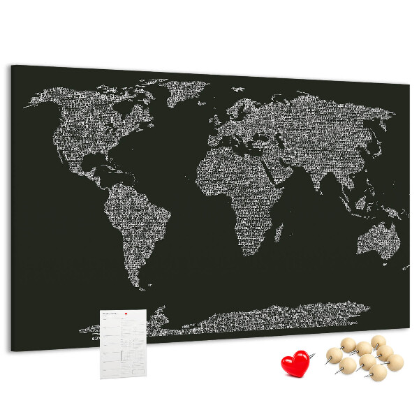 Cork display board Continent names