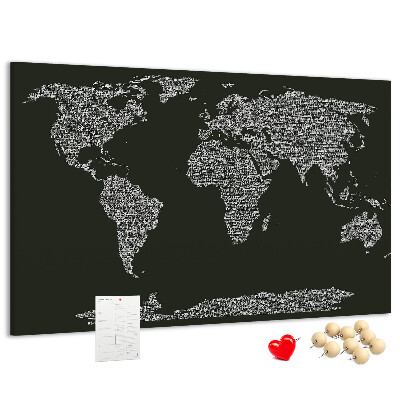 Cork display board Continent names