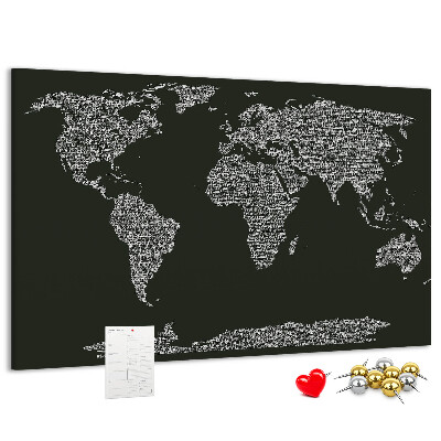 Cork display board Continent names