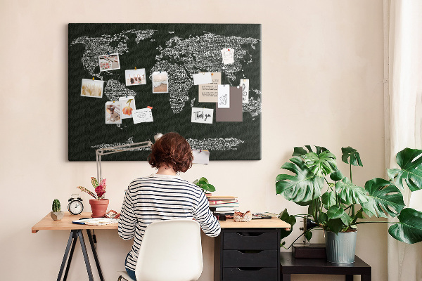 Cork display board Continent names