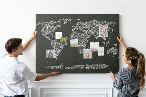 Cork display board Continent names