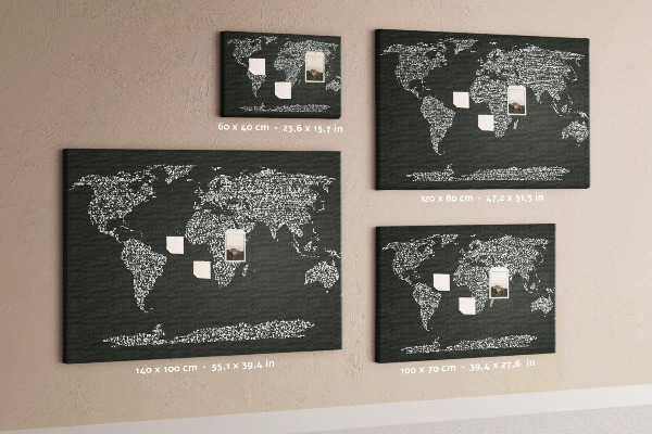 Cork display board Continent names