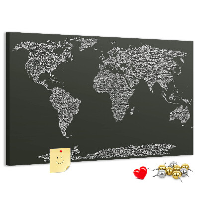 Cork display board Continent names