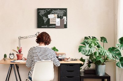 Cork display board Continent names