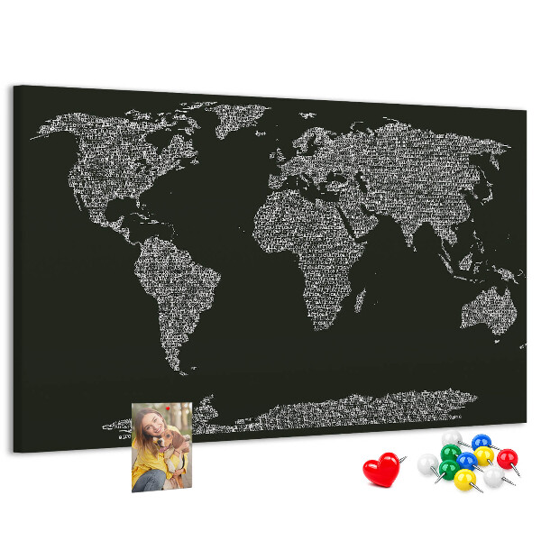 Cork display board Continent names