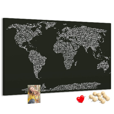 Cork display board Continent names