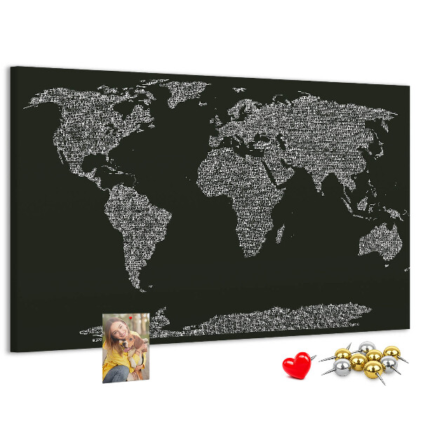 Cork display board Continent names