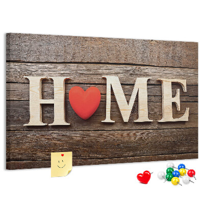 Cork memo board Home lettering
