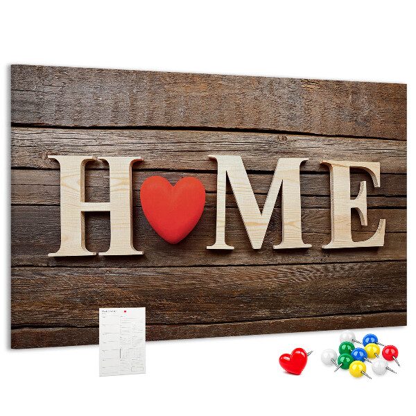 Cork memo board Home lettering