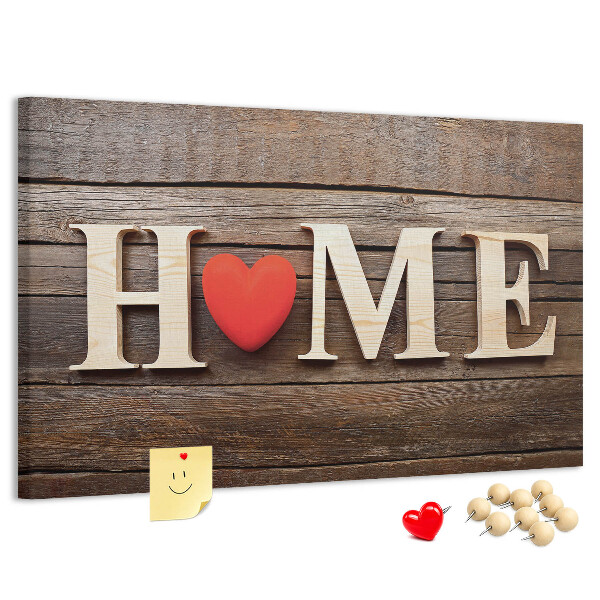 Cork memo board Home lettering