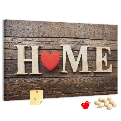 Cork memo board Home lettering