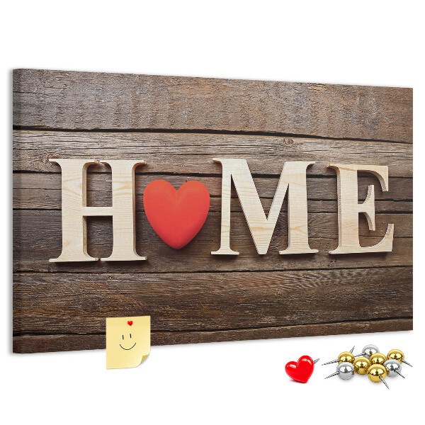 Cork memo board Home lettering