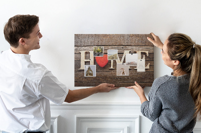 Cork memo board Home lettering