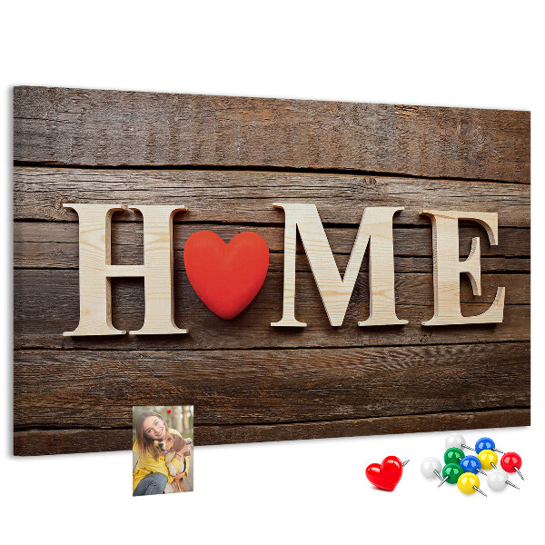 Cork memo board Home lettering