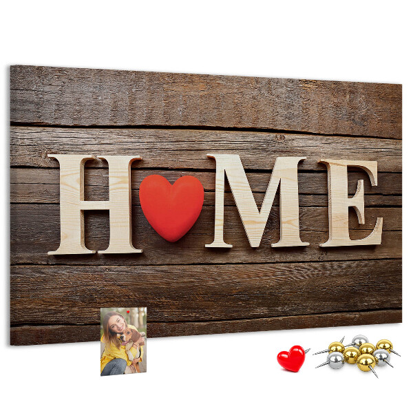 Cork memo board Home lettering