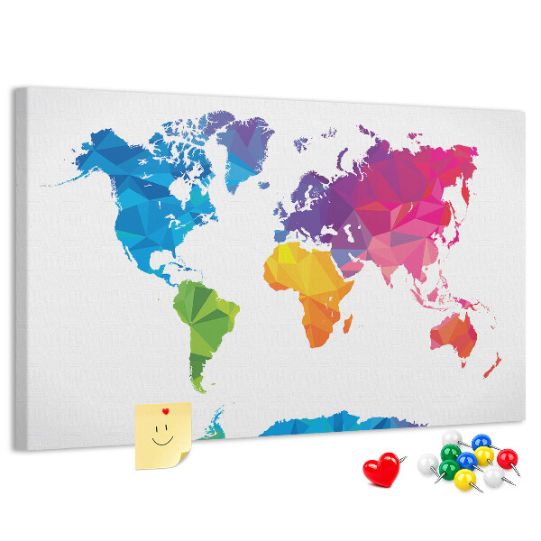 Cork display board Abstract world map