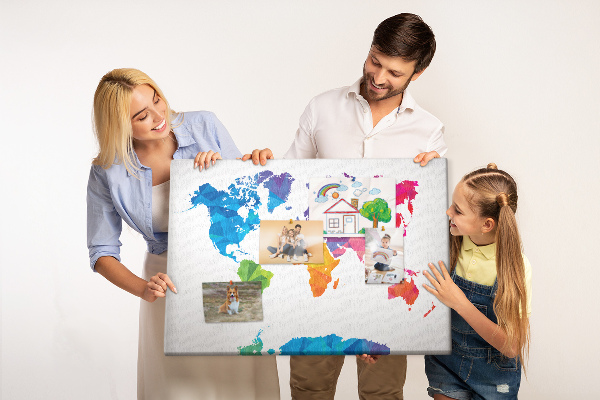 Cork display board Abstract world map
