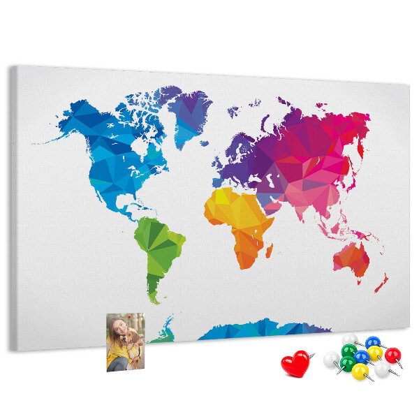 Cork display board Abstract world map
