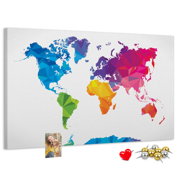 Cork display board Abstract world map