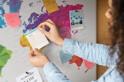 Cork display board Abstract world map