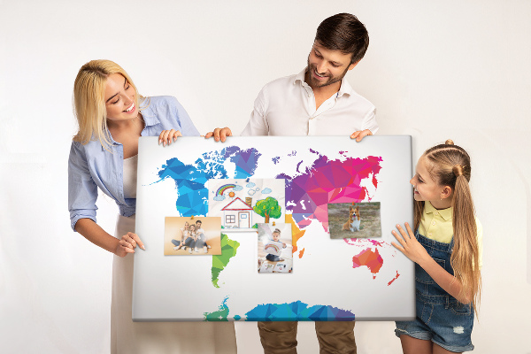 Cork display board Abstract world map