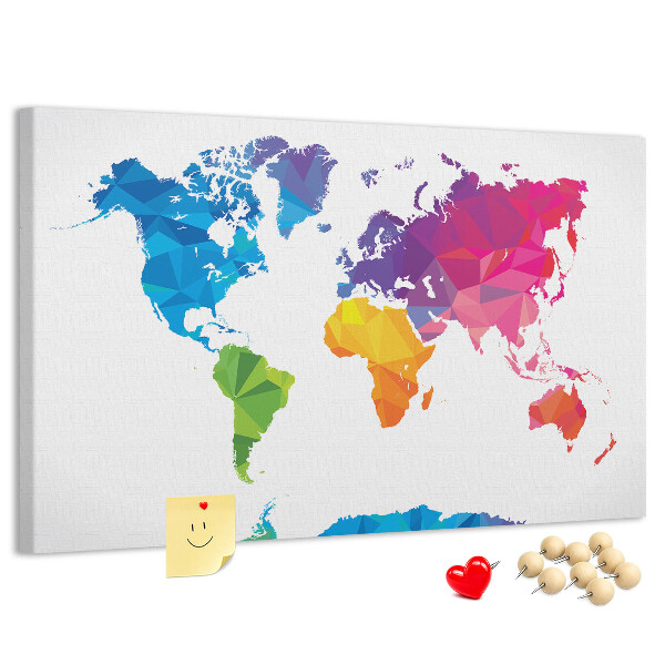 Cork display board Abstract world map