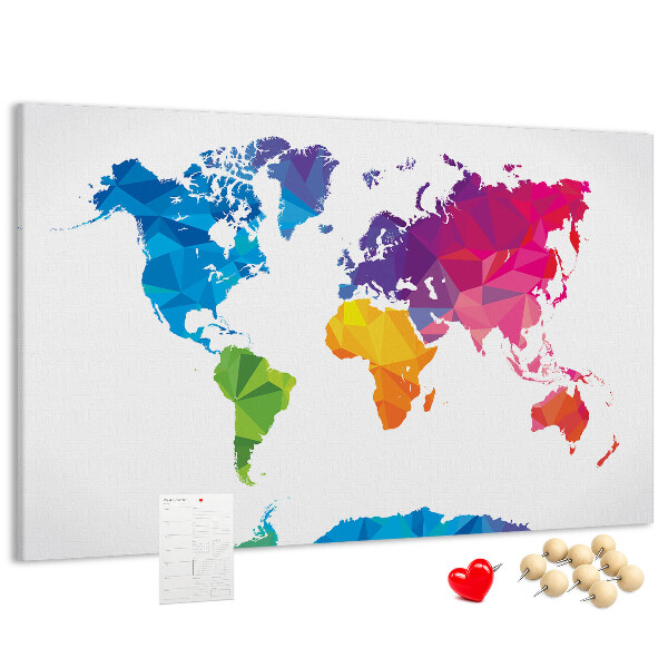 Cork display board Abstract world map