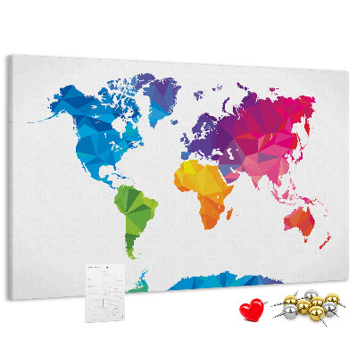 Cork display board Abstract world map