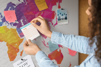 Cork display board Abstract world map