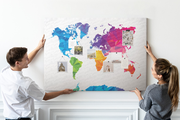 Cork display board Abstract world map
