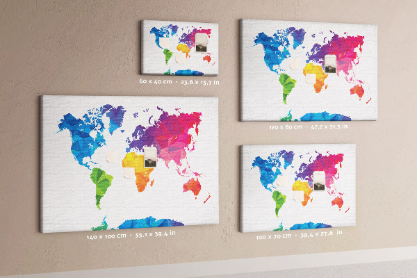 Cork display board Abstract world map