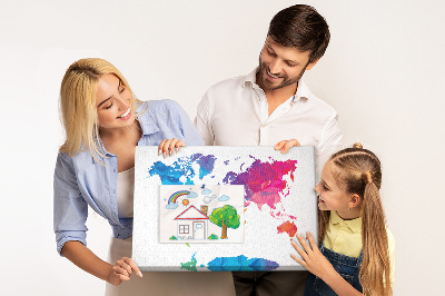 Cork display board Abstract world map