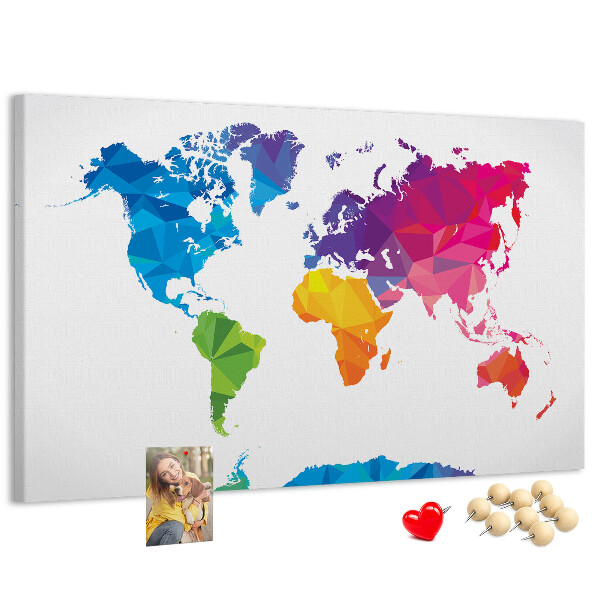 Cork display board Abstract world map