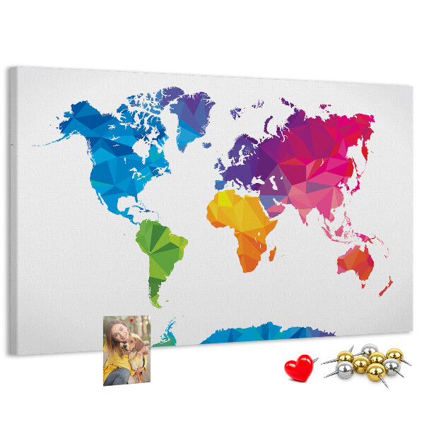 Cork display board Abstract world map