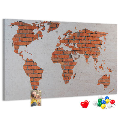 Cork display board Brick world map