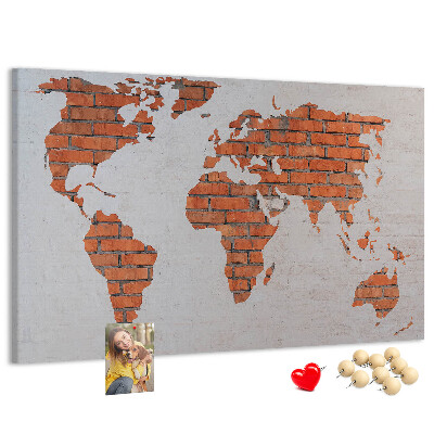 Cork display board Brick world map