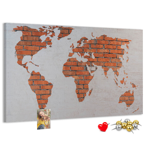 Cork display board Brick world map