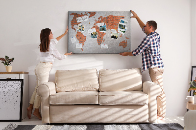 Cork display board Brick world map