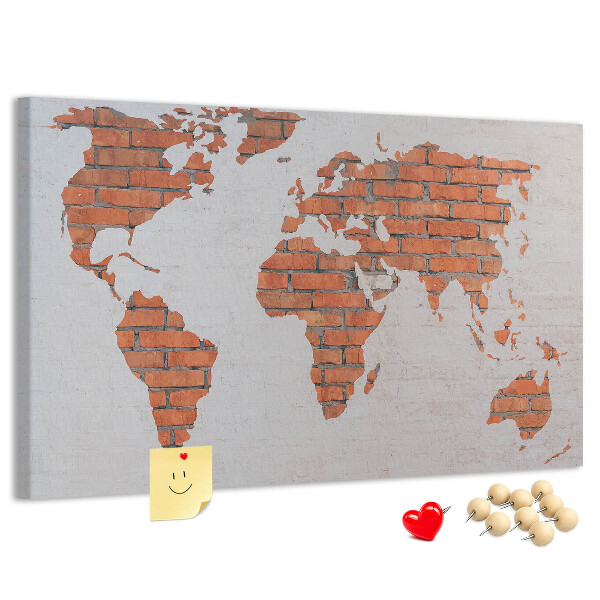 Cork display board Brick world map