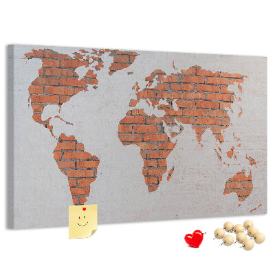 Cork display board Brick world map