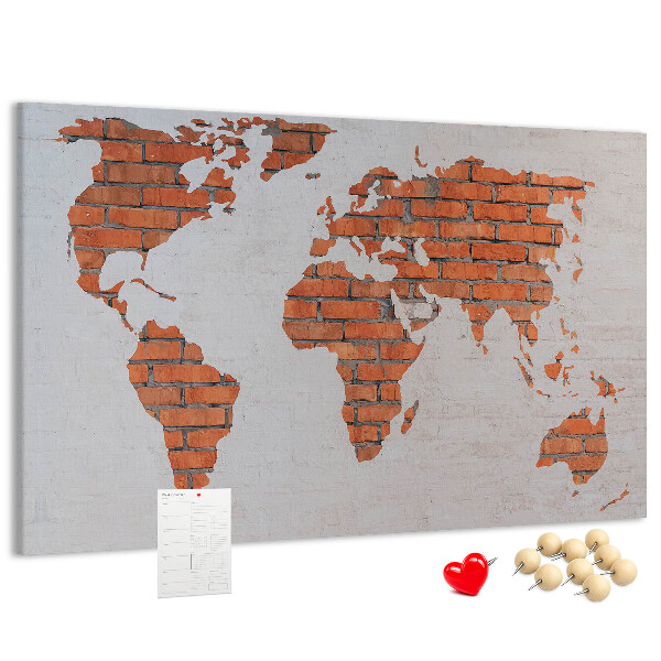 Cork display board Brick world map