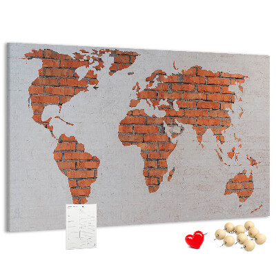 Cork display board Brick world map