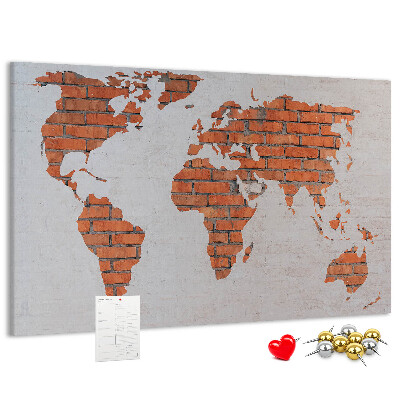Cork display board Brick world map