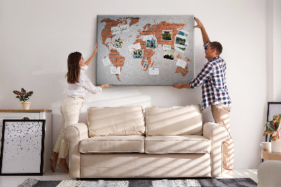 Cork display board Brick world map