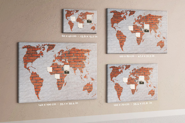 Cork display board Brick world map